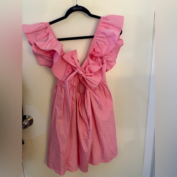 Pink summer dress with tie back - Picture 2 of 2